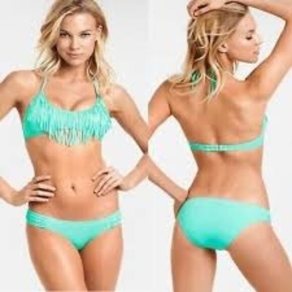 Victoria’s Secret Fringe Halter Bikini Womens Size small Adjustable Strap Padd - Picture 1 of 11